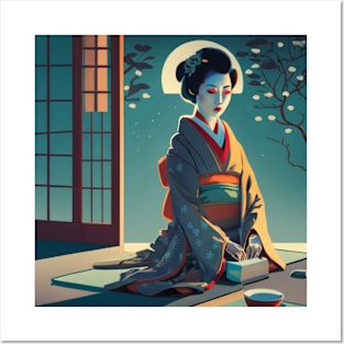 Ukiyo-e Japanese kimono girl Posters and Art